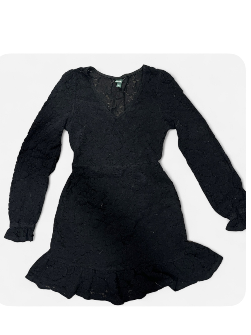 wild fable Black Long-Sleeve Lace Mini Dress